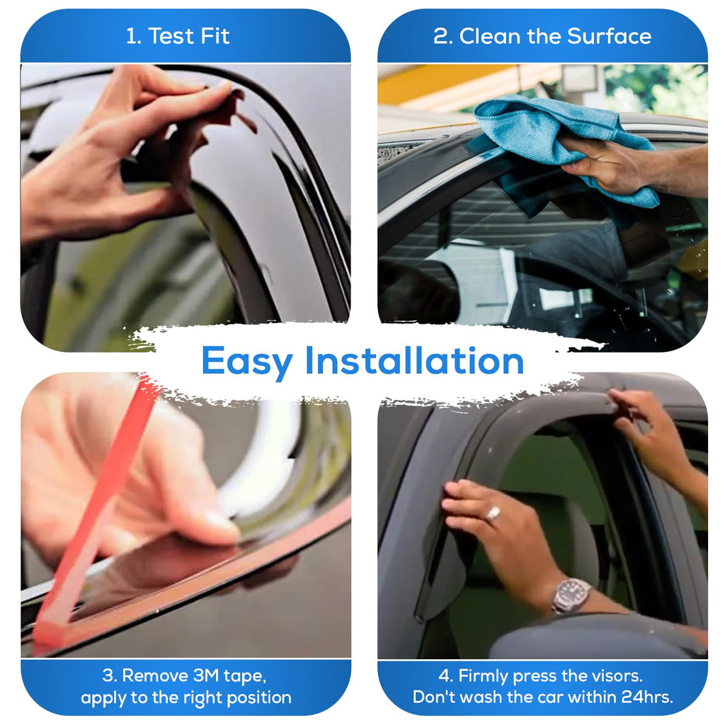 IG Window Visors Fit for 2004-2010 Toyota Sienna, Out-Channel Rain Guards Vent Wind Deflectors 4PC, Car Accessories for 04-10 Sienna