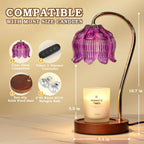 Dimmable Flower Candle Warmer Lamp with Timer, Purple Candle Lamp Warmer for Jar Candle, 2024 Womens Gifts for Christmas, Xmas Gifts for Mom Unique, Home Decor for Bedroom Living Room Decor Aesthetic