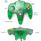 KIWITATA Classic N64 Controller, Retro N64 Wired Gaming Remote Joystick Replacement Controller for N64 System Video Games Console Clear Green