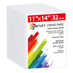 Simetufy 32 Pack 11 x 14 Inch Canvas Boards for Painting Pre-Primed Paint Canvas for Acrylic, Oil, Watercolor, Gouache, Art Supplies for Kids &Adults, Beginners & Artists