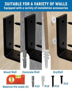 LEOPO Shelf Brackets 12 inch, 1/5 inch Thick 6-Pack Heavy Duty Industrial Bracket for DIY Floating Shelf Support, Black Coated Wall Shelf Bracket 11.25” x 6” x 1.5”