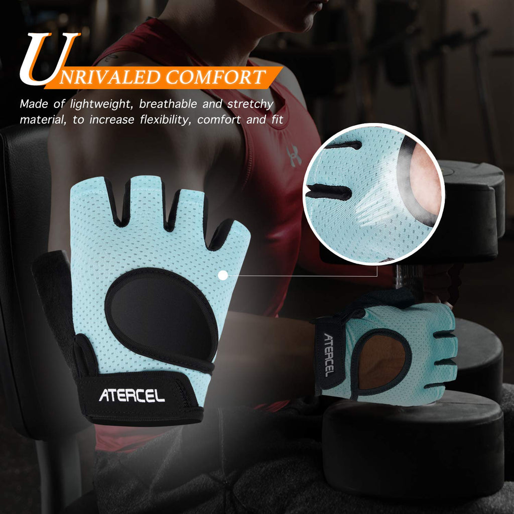 Weight Lifting Gloves Full Palm Protection, Workout Gloves for Gym, Cycling, Exercise, Breathable, Super Lightweight for Men and Women(Aqua, S)