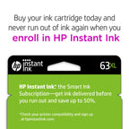 HP 63XL Tri-color High-yield Ink | Works with HP DeskJet 1112, 2130, 3630 Series; HP ENVY 4510, 4520 Series; HP OfficeJet 3830, 4650, 5200 Series | Eligible for Instant Ink | F6U63AN
