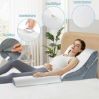 VMFKPNR 3PCS Wedge Pillow for Sleeping, 15-in-1 Orthopedic Bed Wedge Pillow Set Adjustable Memory Foam Wedge Pillow for After Surgery, Acid Reflux, Snoring, Back Pain Relief