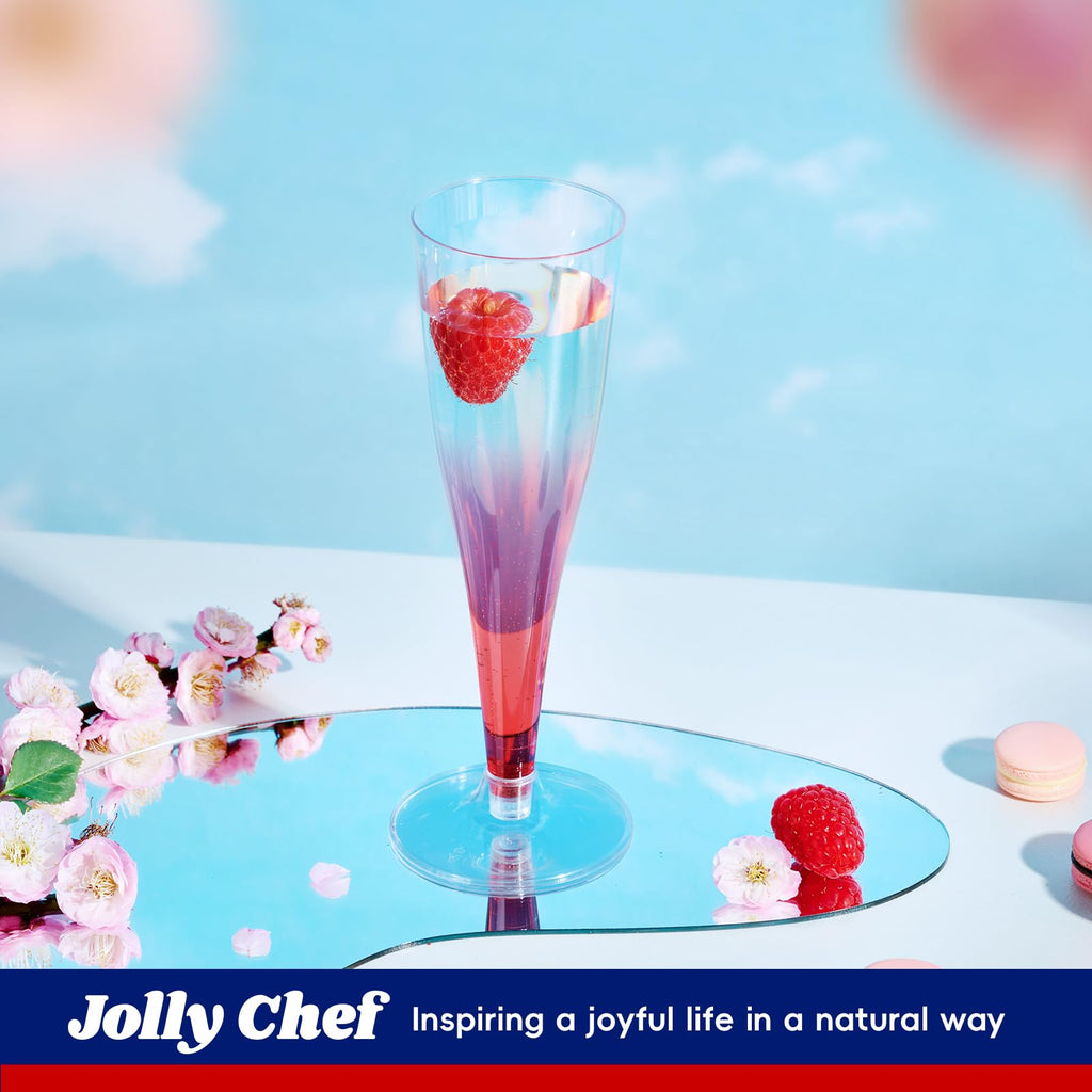 JOLLY CHEF 50 Pack Plastic Champagne Flutes Disposable 4.5 oz Clear Plastic Champagne Glasses Perfect for Wedding, Thanksgiving Day, Christmas