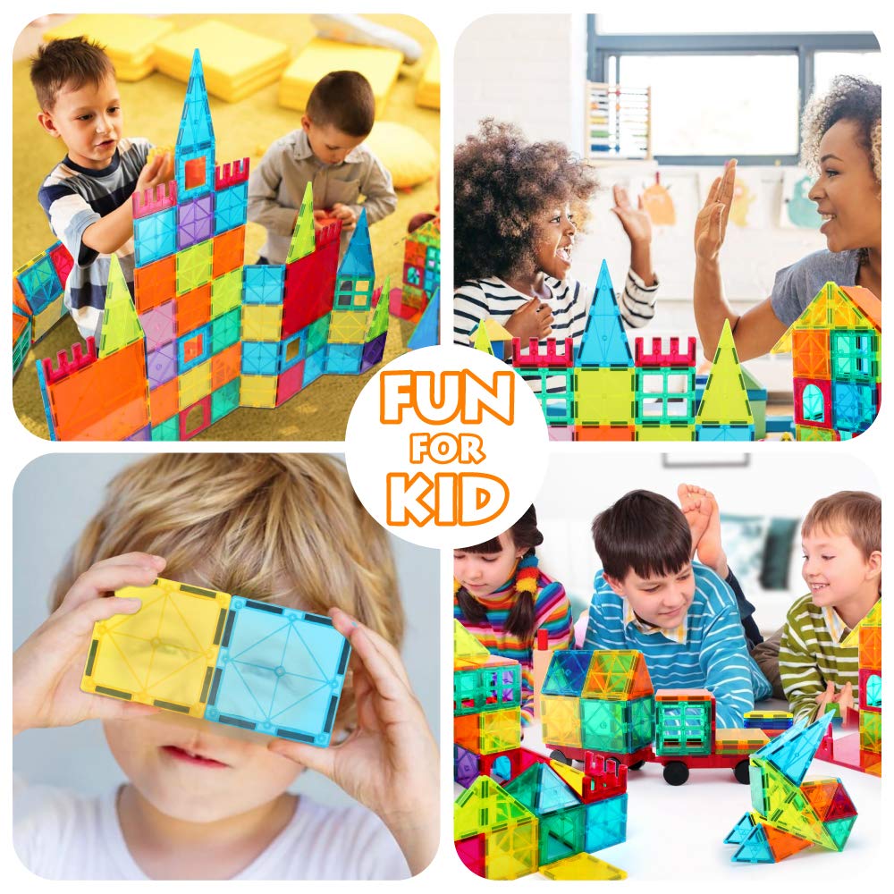 Jasonwell Magnetic Tiles Building Blocks Set for Boys Girls Preschool Educational Magnet Construction Kit Stacking STEM Toys Christmas Birthday Gifts for Kids Toddlers 3 4 5 6 7 8 9 10 + Year Old