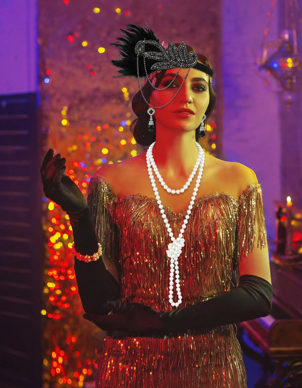 6 Pcs 1920s Flapper Accessories for Women, Great Gatsby Flapper Accessories Fashion Roaring 20s Costume for Women