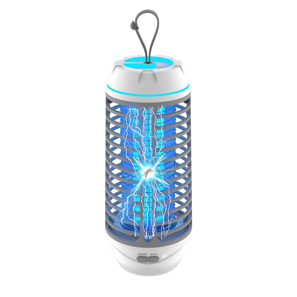 Cordless Bug Zapper Outdoor, Mosquito Zapper, Mosquito Repellent Outdoor, Fly Zapper Waterproof, Portable Camping Bug Zapper, Auto ON-Off Mosquito Trap for Indoor, Patio, Garden, White
