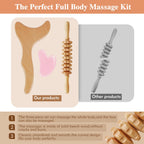 Lymphatic Drainage Massager, 3-in-1 Wood Therapy Massage Tools, Maderoterapia Kit Roller Gua Sha for Back and Muscle Pain Relief, Wood Therapy Tools for Body Shaping, Contouring, Anti-Cellulite