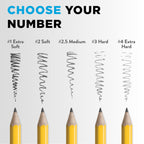 Wood-Cased Pencils, Unsharpened, 2 HB Soft, Yellow, 24 Count