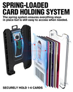 Badge Holder, ID Card Holder with Metal Clip - Durable Polycarbonate (Holds 1 to 4 Cards), Portable Wallet for Office, Laborer, Police, Work, Black