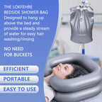 LOKFEHRE Bedside Shower Water Bag - 2.5 GL Portable Water Shower Bag For Hair Washing In Bed. Use with Inflatable Shampoo Basin, Inflatable Hair Washing Basin, Inflatable Bathtub For Elderly (Silver)