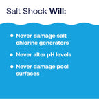 HTH 52047 Swimming Pool Care Salt Shock, Stabilized Chlorinator, 1 dose Treats 10000 gallons, 5x12oz Packets