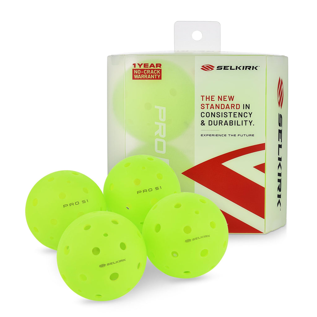Pro S1 Ball | Crack-Resistant | 38 Hole Outdoor Pickleball Balls | USAPA Approved Pickle Ball for Tournament Play | Advanced Aerodynamics | 4 Pack Pickleballs