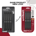 207 Plus+ Retractable Gel Pens, Medium Point (0.7mm), Black, 4 Pack