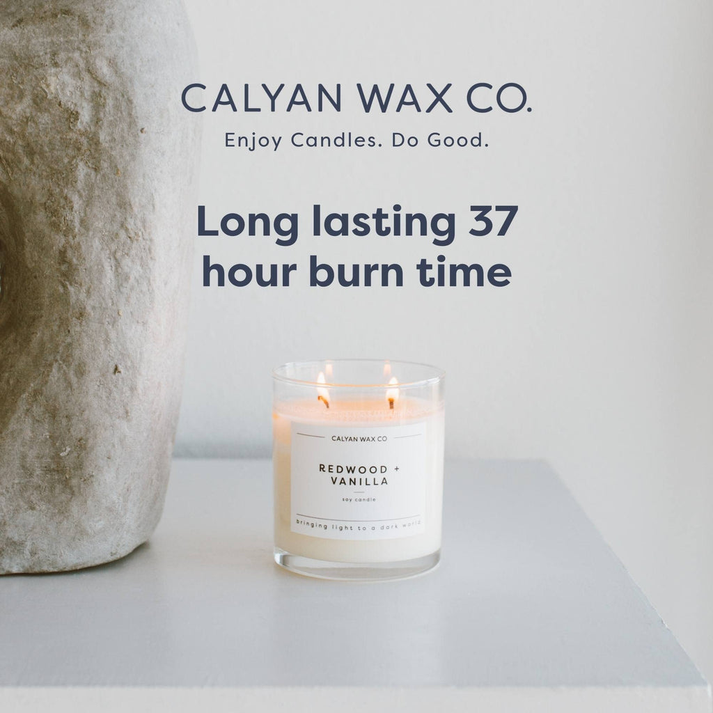 Calyan Wax Scented Candle Seaside & Citrus Candle for The Home Scented with Mandarin & Verbena, Soy Wax Aromatherapy Candle in Glass Jar with 37 Hour Burn Time, Non Toxic Scented Candles Gifts