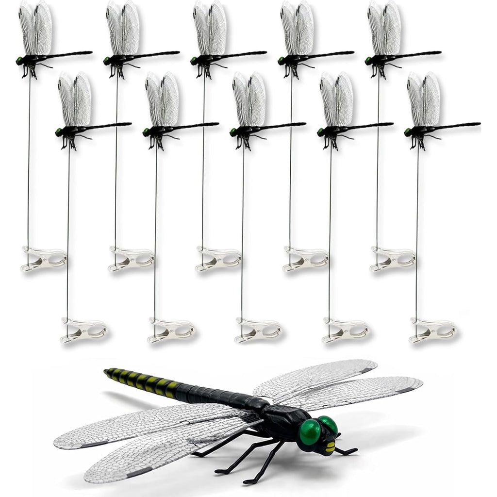 WRSFXV 2026 New 40 Pcs Dragon Fly Clips for Bugs Repellent, 3D Artificial Dragonfly Hat Clip, Dragonfly Garden Decor (10PCS)