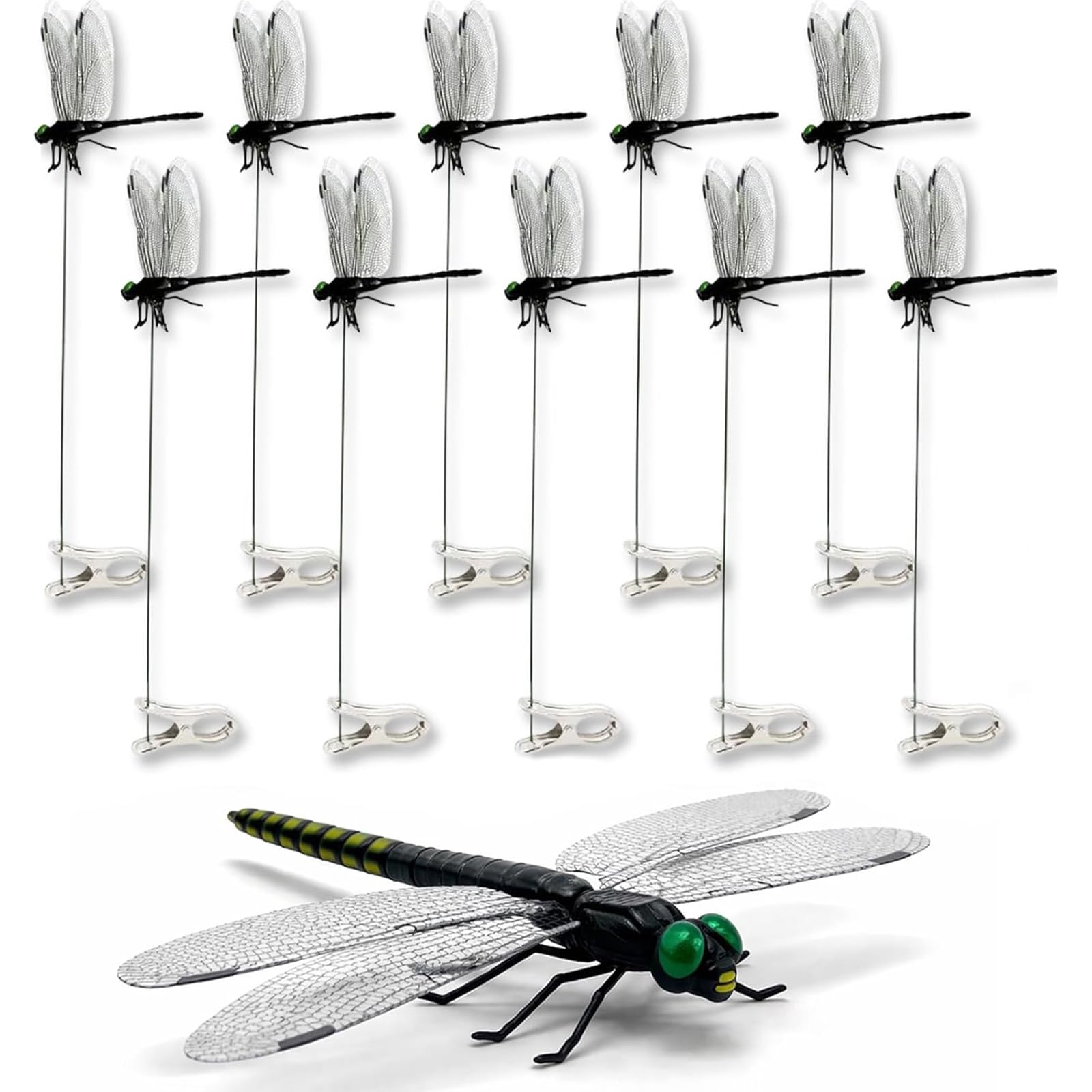 WRSFXV 2026 New 40 Pcs Dragon Fly Clips for Bugs Repellent, 3D Artificial Dragonfly Hat Clip, Dragonfly Garden Decor (10PCS)
