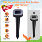 4 Pack Mole Repellent Solar Powered, Snake & Skunk & Vole & Gopher & Armadillo & Rabbit & Groundhog & Chipmunk & Raccoon Repellent for Yard, IP65 Waterproof Ultrasonic Deterrent for Lawns Garden