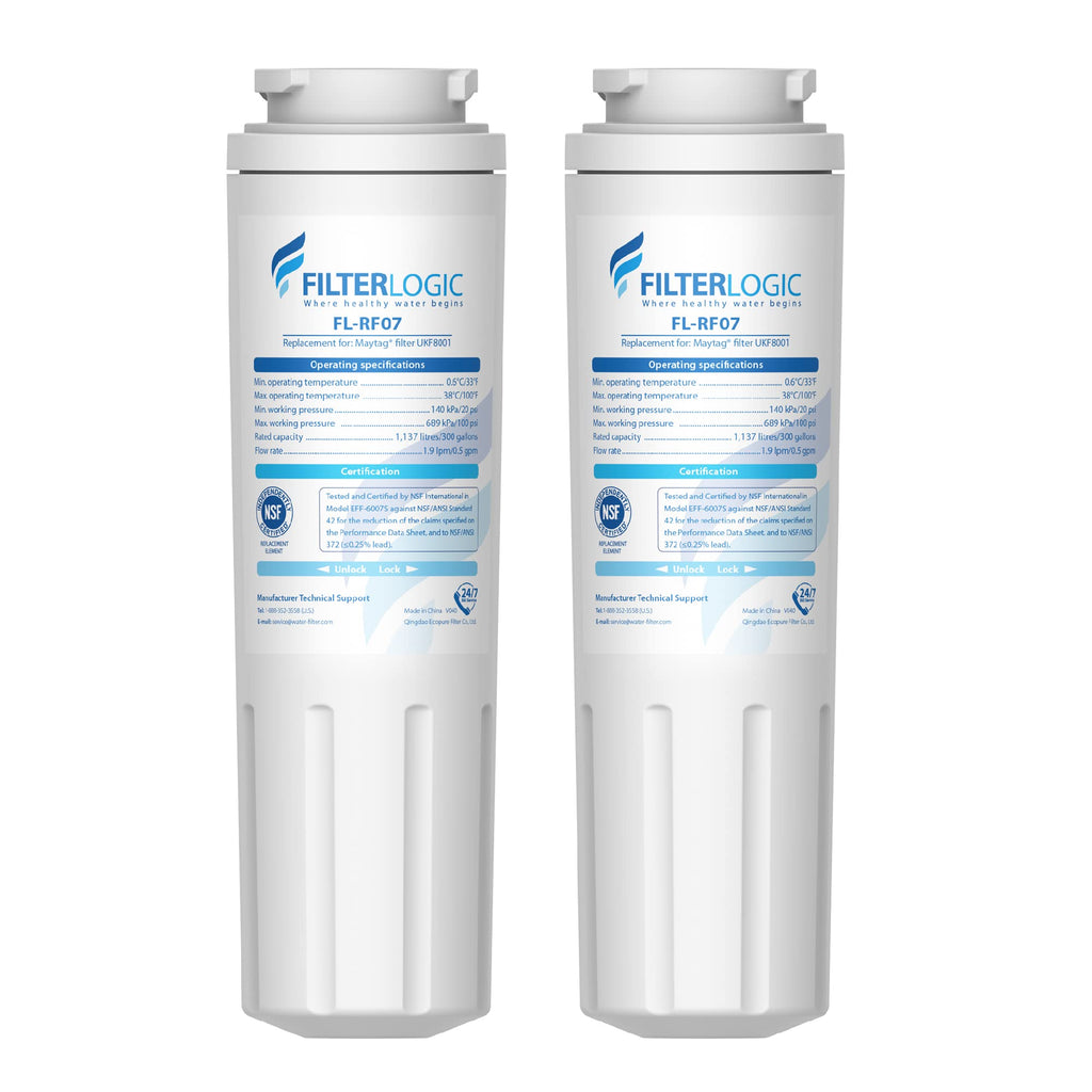 Filterlogic UKF8001 Replacement for EveryDrop by Whirlpool Refrigerator Water Filter 4, EDR4RXD1, FL-RF07, Pack of 2