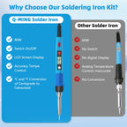 Soldering Iron Kit, 80W 110V LCD Digital Solder Iron Pen with Ceramic Heater, Portable Welding Tools with 5pcs Tips, Stand, Solders Wire, Sponge, Paste, for Metal,Electric Repairs, DIY