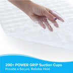 SlipX Solutions Power Grip Extra Long Bath Tub & Shower Mat 39x16, Wet Floor Non-Slip for Elderly & Kids Bathroom, 30% Longer Bathtub Mats, 200 Suction Cups, Drain Holes (1, Clear)