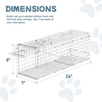 Aledaras Animal Trap 24"x8"x7" Cage Trap, Heavy Duty Folding Raccoon Traps, Humane Cat Trap for Stray Cats,Rabbits,Squirrels,Outdoor Small Animal Trap,Humane Catch & Release