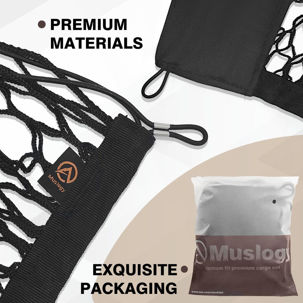 Muslogy Truck Bed Cargo Net Trunk Netting Compatible with Chevrolet Colorado & GMC Canyon 2026 2025 2024 2023 Accessories, Pickup Cargo Organizer SUV Sedan Storage Net w/Heavy Duty Carabiners