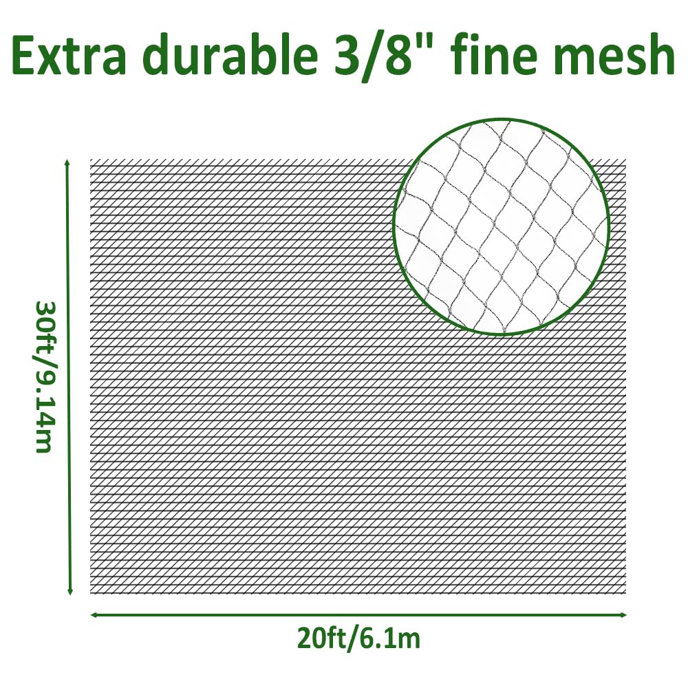 POYEE 20 x 30 FT Bird Netting for Garden Woven Mesh Garden Netting for Plants, Vegetable, Fruit Trees, Blueberry Bushes, Strawberries Against Birds, Deer, Squirrels and Other Animals
