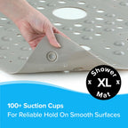 SlipX Solutions Extra Large Square Shower Mat, 27"x27", Non-Slip Stall Mat for Elderly & Kids Standing Bath Tub Mat, Machine Washable, Suction Cups, Solid Tan