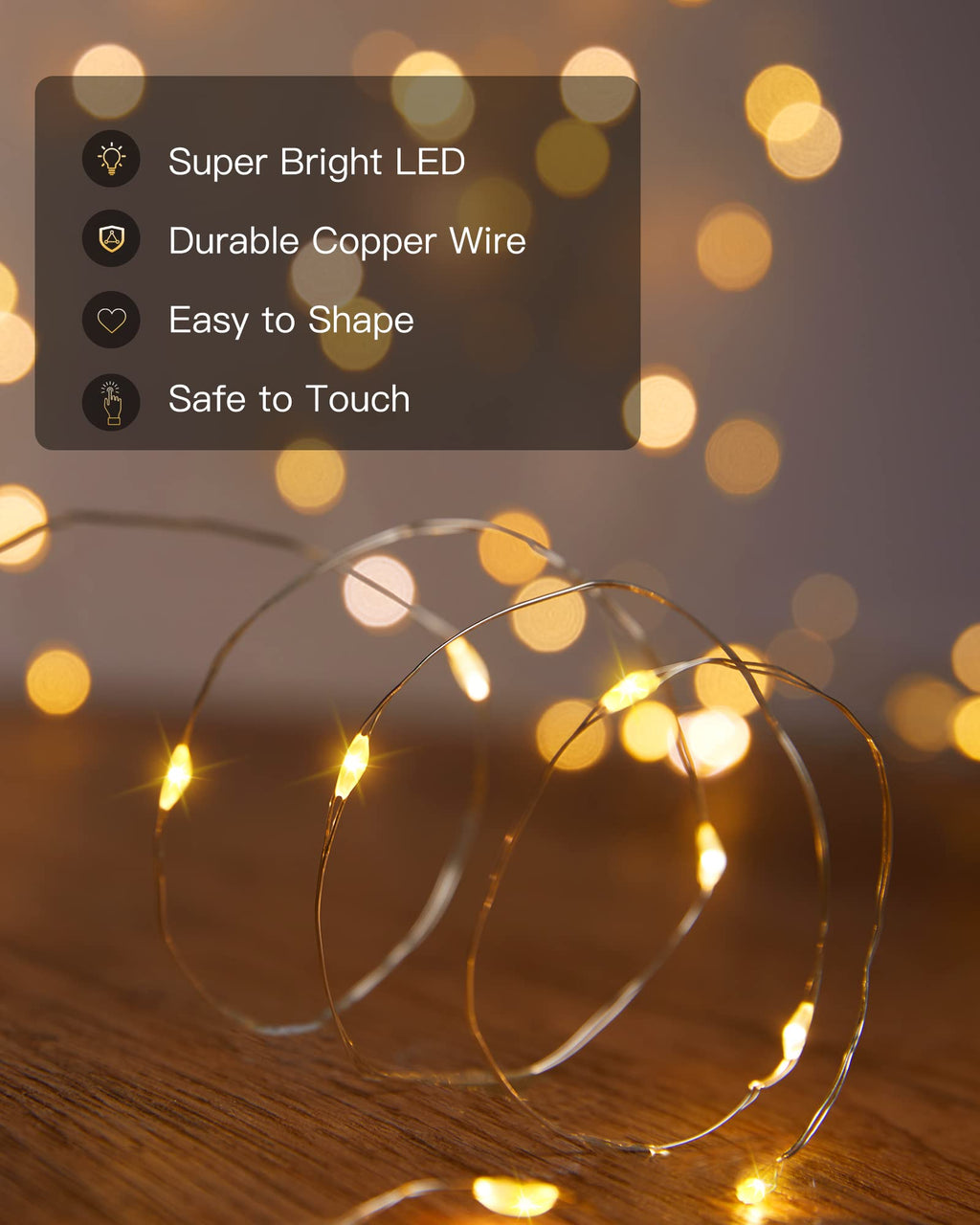 Brightown Solar String Lights, 2 Packs Total 66Ft 200 LED Solar Fairy Lights with 8 Modes, Waterproof Solar Lights for Outside Patio Yard Tree Wedding Christmas(Warm White)