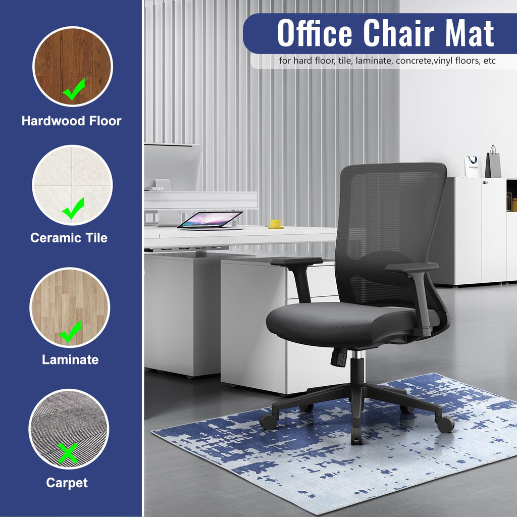 Office Chair Mat, Large Abstract Rug for Hardwood Floor, 36'x48", Machine Washable, Non-Slip