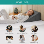 Bedluxe Bed Wedge Pillow for Sleeping, 8 Inch Memory Foam Wedge Pillow Post Surgery, Triangle Pillow Wedge, Elevated Support Pillows for Sleeping, Acid Reflux & Snoring - Removable Washable Cover