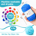 Inscraft 52 Acrylic Yarn Skeins, 1820 Yards 52 Colors, 2 Crochet Hooks, 2 Weaving Needles, 10 Stitch Markers, 1 Bag, for Crocheting & Knitting, Gift Beginners and Adults