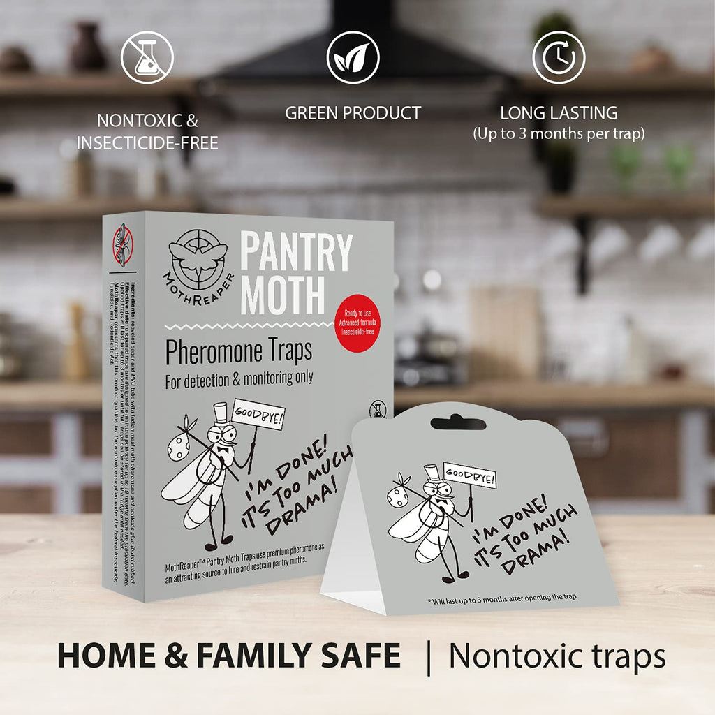 Pantry Moth Traps 6-Pack - Pantry Moth Traps for Food Moths, Pantry Pest Trap with Pheromones Prime for Grain, Flour, Seed and Meal Moths - Cupboard Moth Traps, Pest and Pantry Moth Pheromone Trap