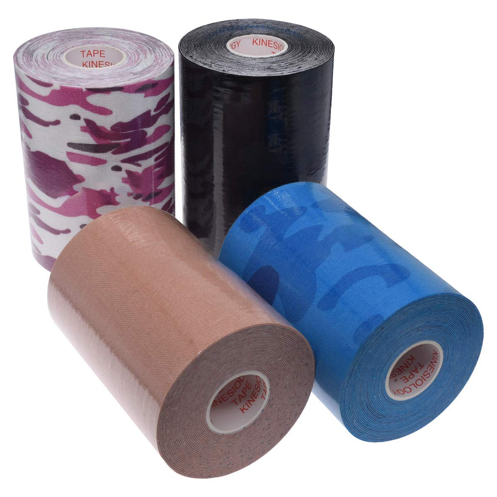 PTmehuu Kinesiology Tape Extra Wide 2 inch 4 inch x 16.4 feet Roll Waterproof Latex Free Athletic for Pain Relief, Muscle Support, Recovery