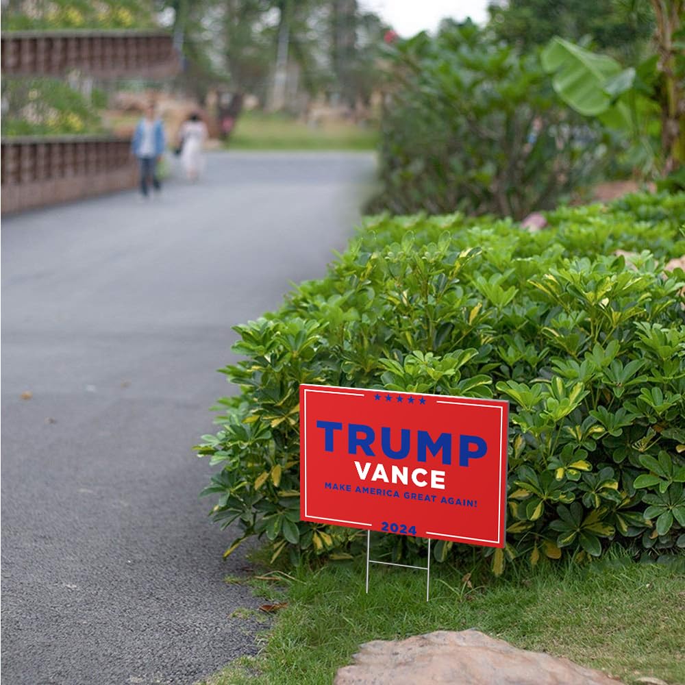 Trump Vance Yard Sign, 18" x 12" Double-Sided Trump Vance 2024 Yard Sign With Stake, MAGA Trump Yard Sign, Show Your Support, Decorate Your Lawn With Trump Vance Campaign Yard Sign 2024