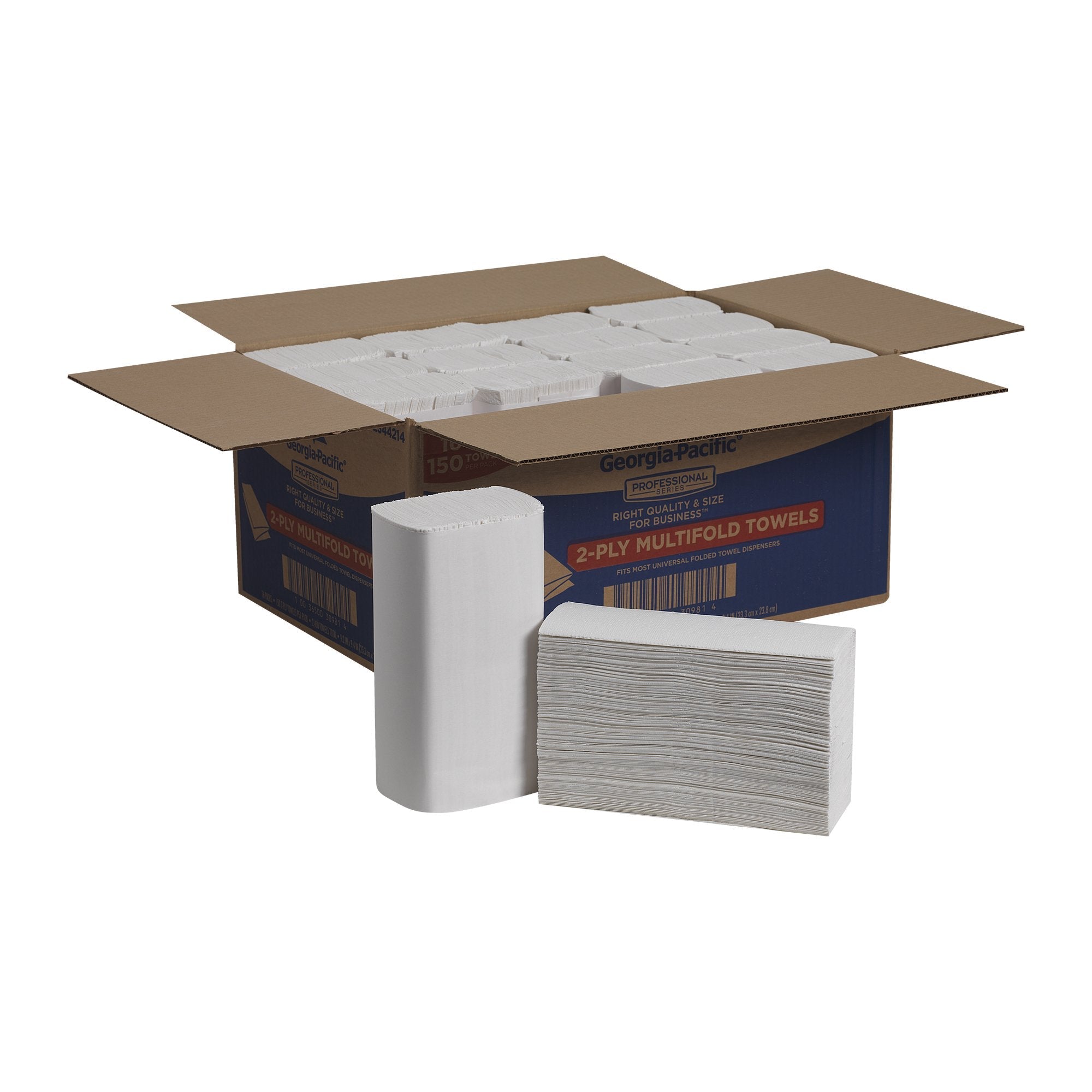 Georgia-Pacific Professional Series Premium Multifold 2-Ply Towels by GP PRO, White, 2344214, 150 Towels Per Pack, 16 Packs Per Case