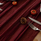 Keketo 6pcs Christmas Burgundy Cheesecloth Table Runner Gauze 120 Inch 10 FT Rustic Boho Cheese Cloth Runner for Wedding Baby Shower Bridal Shower Engagement Birthday Party Long Sheer Home Decorations