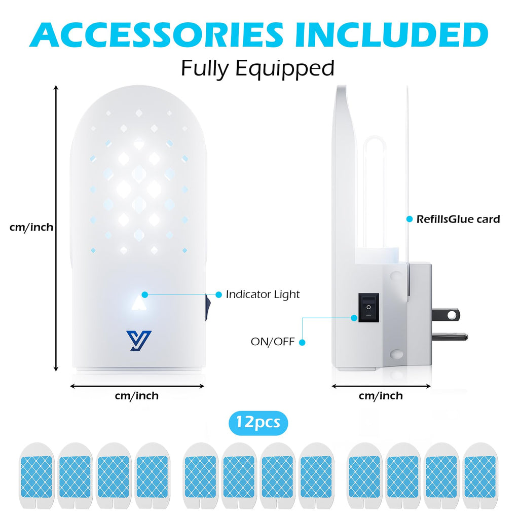 Electronic Flying Insect Trap 2 Pack Plug in Flea Mosquito Fly Catcher Gnat Moth Bug Killer with Night Light UV Attractant and Sticky Boards for Home Office Garage