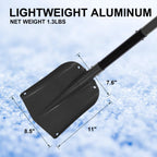 CARTMAN 32.5 Inch Folding Emergency Snow Shovel 3 Piece Aluminum Lightweight Portable Sport Utility Shovel for Car Trunk Camping Garden Beach with Ice Scraper Carrying Bag, Black