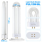 Kittmip BF35 Bug Zapper Replacement Bulbs FUL 15W-BL with Square 4-Pin Base, Compatible for Flowtron BK-15D, Stinger FP15, TZ15, BB-15WHT, 15W U Shape Insect Attracting Lamp for T6 T8 T9(3)
