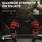 Iron Bull Strength Knee Wraps (1 Pair) - 80" Elastic Knee and Elbow Support & Compression - For Weightlifting, Powerlifting, Fitness, WODs & Gym Workout - Knee Straps for Squats (Black/Red)
