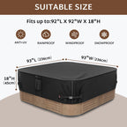 iBirdie Outdoor Waterproof Hot Tub Cover 93 x 93 inch fit 92 x 92 or 91 x 91 or 90 x 90 Square SPA 600D Heavy Duty Weatherproof Protectors Protective Cover Cap