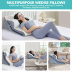 Wedge Pillow for Sleeping, Orthopedic Bed Wedge Pillow Set, 15-in-1 Adjustable Memory Foam Wedge Pillow Post Surgery, 9 &16 & 20 inches Height 3-in-1 Incline Pillows Wedges for Back Pain/Acid Reflux