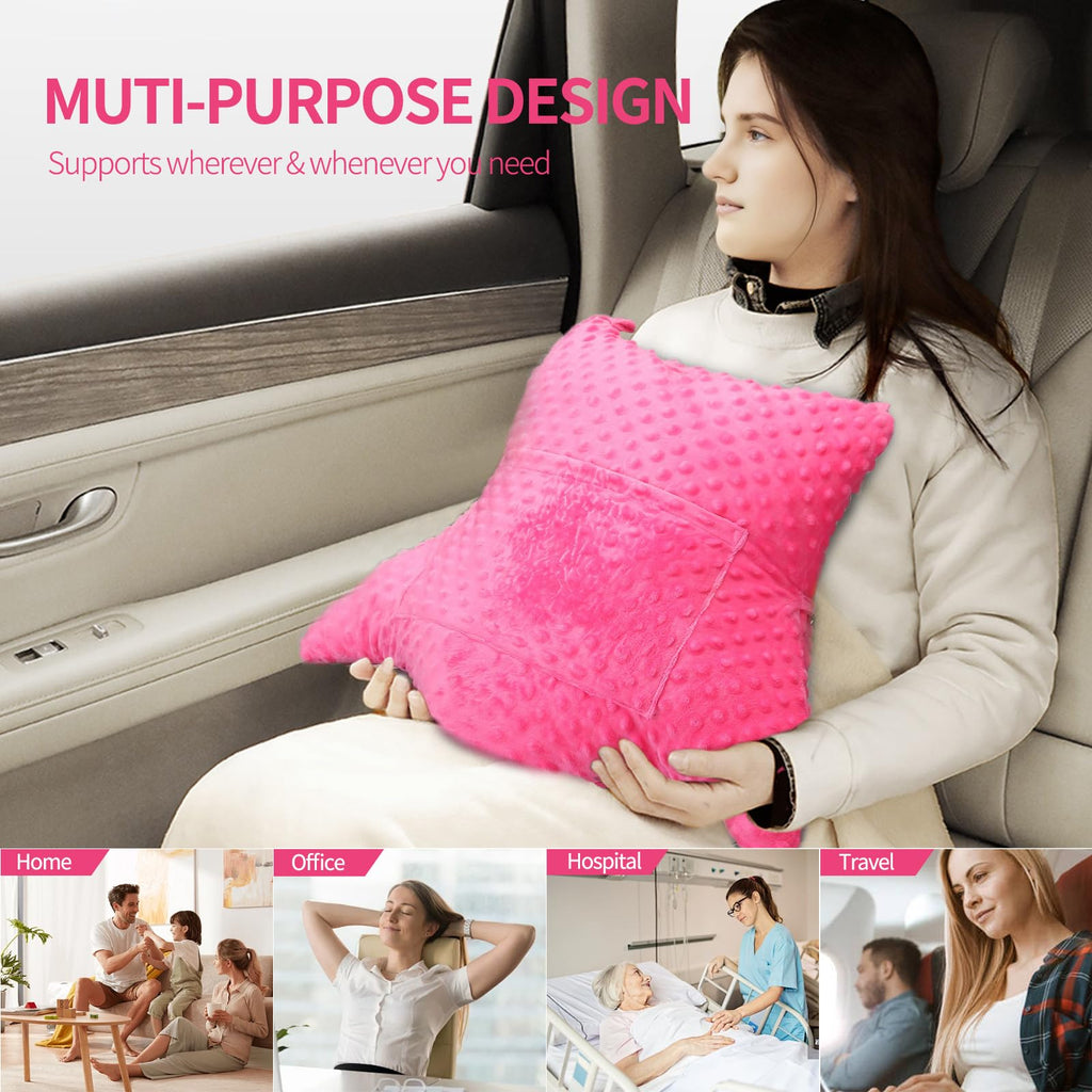 okmaba Hysterectomy Pillow with Pocket for Ice/Hot Packs, Abdominal Surgery Recovery Pillow for Women, Post-Surgery Support Cushion(Pink)