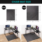 QQpony 63"x51" Office Chair Mat for Hardwood Floor, Flannel Fabric Desk Rug for Hard Surface, Protector Floor Mat for Home Office (Grey)