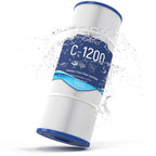 Grefilt C1200 Pool Filter Cartridge - High Flow 120 sq.ft, Compatible with Hayward C1200/CX1200RE & Pleatco PA120 | OEM Fit (Fits Unicel C-8412, Filbur FC-1293) | 23.25"x8.94" OD