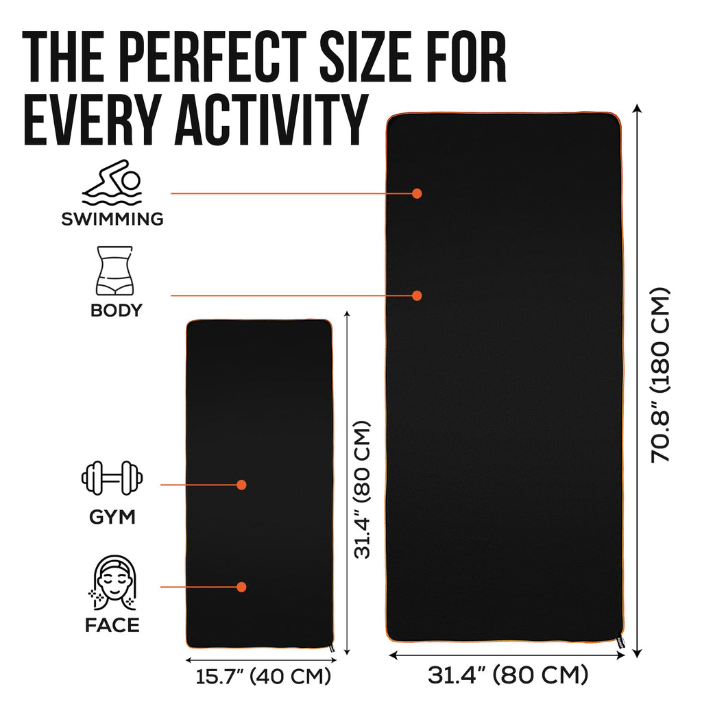 Small Microfiber Gym Towels for Men and Women Active Sports (32" L x 16''W)-Lightweight Quick Dry Gym Towel for Sweat-Workout Towels Ideal for Yoga, Camping, Running, and Outdoor Activities