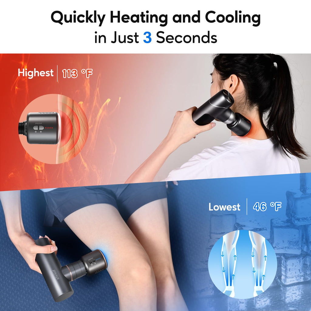 arboleaf Massage Gun Head with Heat and Cool, Hot and Cold Massage Gun Head for Muscle Pain Relief Deep Tissue Muscle Massage Gun Accessories Rechargeable Heated Massager Gun Head